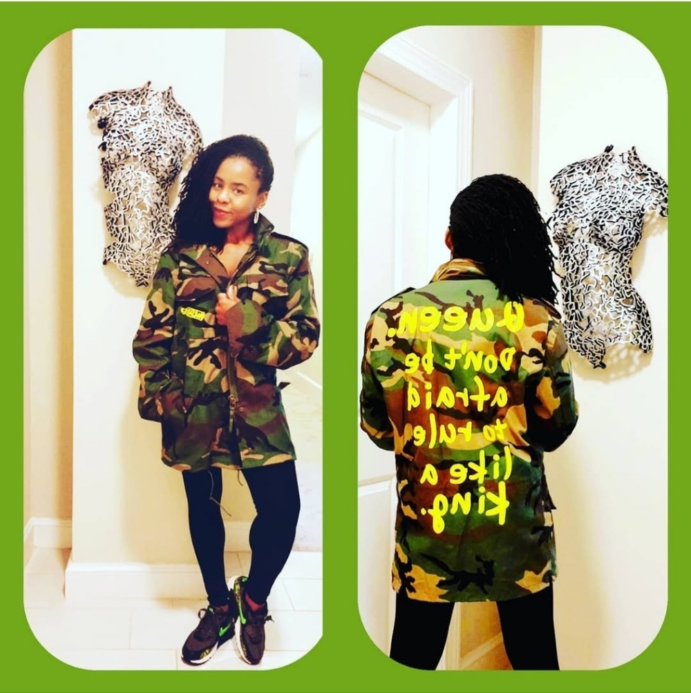 Mess In A Bottle, "Queen Don't Be Afraid To Rule Like A King" Army Jacket